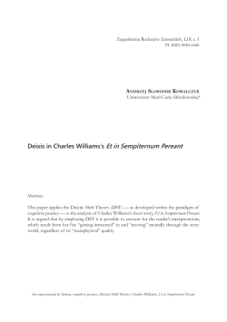 Deixis in Charles Williams`s Et in Sempiternum Pereant