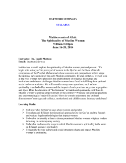 The Spirituality of Muslim Women 9:00am-5
