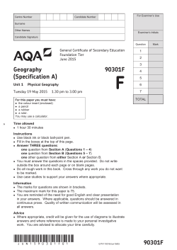 GCSE Geography A Question paper Unit 01 - Physical