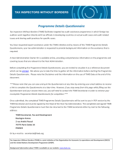 TIWB Programme Details Questionnaire