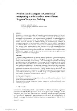 Problems and Strategies in Consecutive Interpreting: A Pilot Study at