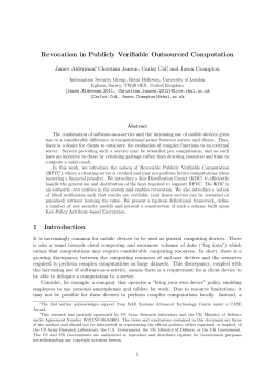 Revocation in Publicly Verifiable Outsourced Computation 1