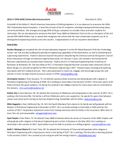 2016-17 DFW AADE Scholarship Announcemen[...]
