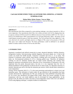 CuO-ZnO Semiconductor Gas Sensor for Ammonia at Room