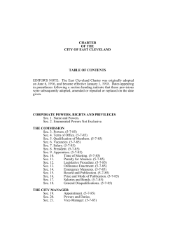 CHARTER OF THE CITY OF EAST CLEVELAND TABLE OF