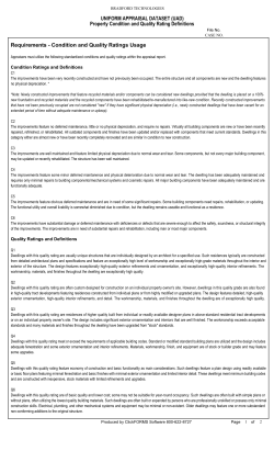 UNIFORM APPRAISAL DATASET (UAD) Property Condition and