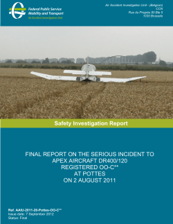 FINAL REPORT ON THE SERIOUS INCIDENT TO