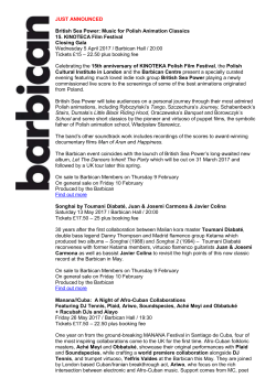 Barbican announces British Sea Power, Toumani Diabate and