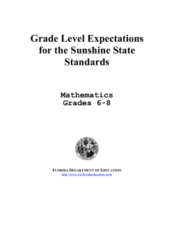 Grade Level Expectations for the Sunshine State Standards