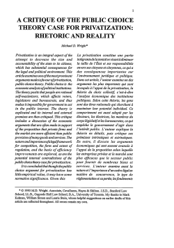 Critique of the Public Choice Theory Case for Privatization: Rhetoric