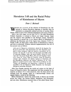 Herodotos 5.68 and the Racial Policy of Kleisthenes of Sikyon Peter