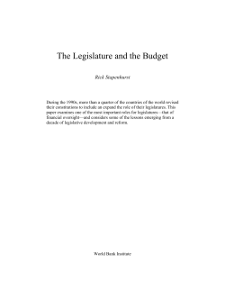 The Legislature and the Budget