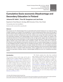 Cumulative Socio-economic Disadvantage and