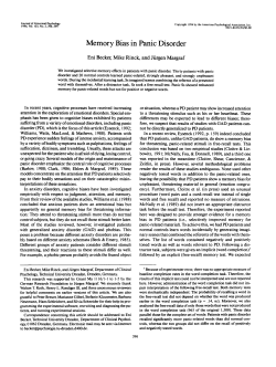 Memory Bias in Panic Disorder