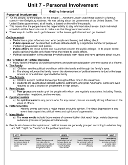 Unit 7 - Personal Involvement