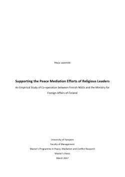 Supporting the Peace Mediation Efforts of Religious Leaders