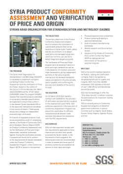 syria product conformity assessment and verification of price