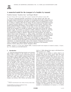 A numerical model for the transport of a boulder by tsunami