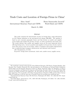 Trade Costs and Location of Foreign Firms in China