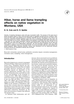 Hiker, horse and llama trampling effects on native vegetation in