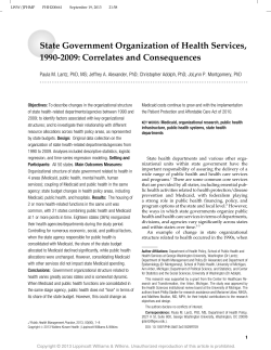 State Government Organization of Health Services, 1990