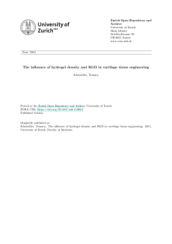 The influence of hydrogel density and RGD in cartilage tissue