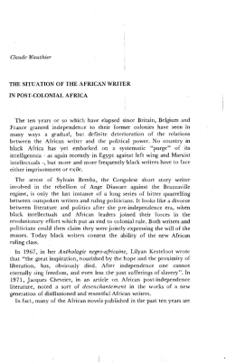 Claude Wauthier THE SITUATION OF THE AFRICAN