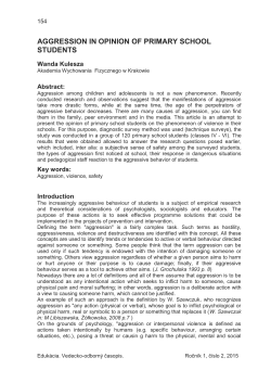 AGGRESSION IN OPINION OF PRIMARY SCHOOL STUDENTS