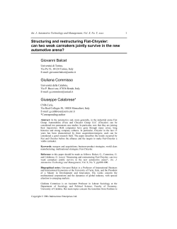 Structuring and restructuring Fiat-Chrysler: can two weak carmakers