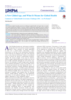 A New Gilded Age, and What It Means for Global Health Comment