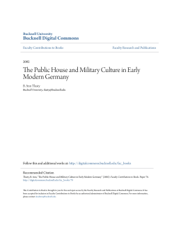 The Public House and Military Culture in Early Modern Germany