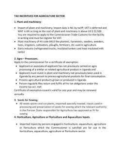 Tax incentives in the Agriculture sector