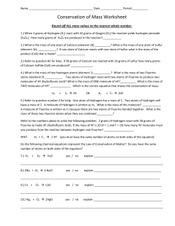 Conservation of Mass Worksheet