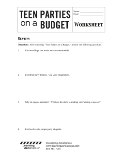 DownloadTeen Parties Video Worksheet