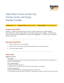 Science and the City Gravity, Inertia, and Energy Teacher`s Guide