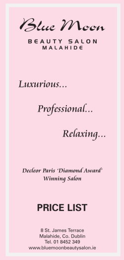Blue Moon price list Nov. 09 - Blue Moon Beauty Salon Malahide
