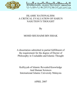 ISLAMIC RATIONALISM: A CRITICAL EVALUATION - Library