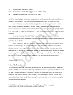Sheila Ashdown work sample: Reader`s report for a