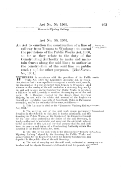 Act No. 50, 1901. An Act to sanction the construction of a