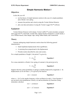 Simple Harmonic Motion I