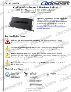 Thank You For Purchasing The CorkSport Mazdaspeed 3 Aluminum