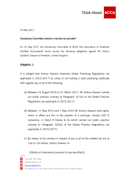 Allegation 1: It is alleged that Antony Dawson breached Global