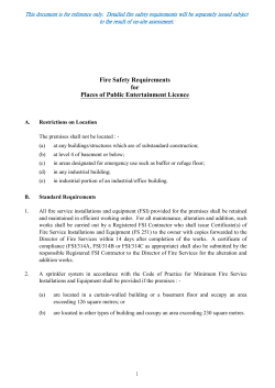 Fire Safety Requirements for Places of Public Entertainment Licence