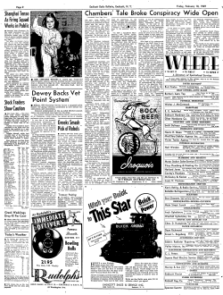 Dewey Backs Vet Point System` Chambers` Tale Broke Conspiracy