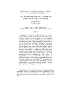 Chief Judge Rader`s Material Contribution to Geographic Indicator