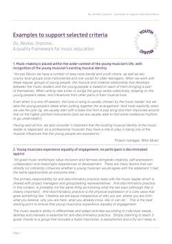 Examples to support selected criteria
