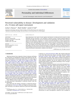 Perceived vulnerability to disease