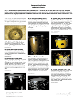 Guernsey`s Jazz Auction Catalogue Addendum