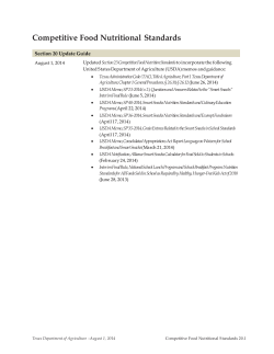 Competitive Food Nutritional Standards