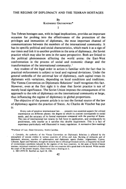 The Regime of Diplomacy and the Tehran Hostages
